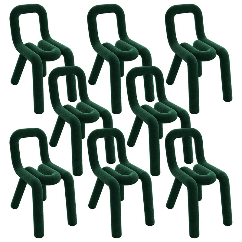 Modern Style Upholstered Dining Chair Open Back Dining Side Chair Blackish Green 8 Piece Set Clearhalo 'Dining Chairs' 'Dining Tables & Seating' 'dining_chair' 'furn' 'furn_dining_chair' 'Furniture' 'Kitchen & Dining Furniture' 5923940