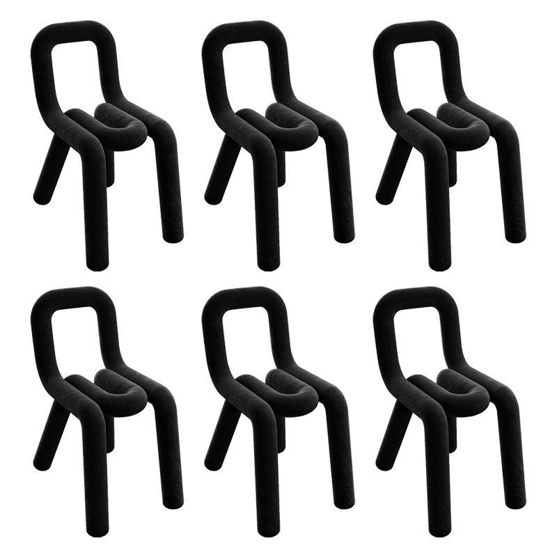 Modern Style Upholstered Dining Chair Open Back Dining Side Chair Black 6 Piece Set Clearhalo 'Dining Chairs' 'Dining Tables & Seating' 'dining_chair' 'furn' 'furn_dining_chair' 'Furniture' 'Kitchen & Dining Furniture' 5923944