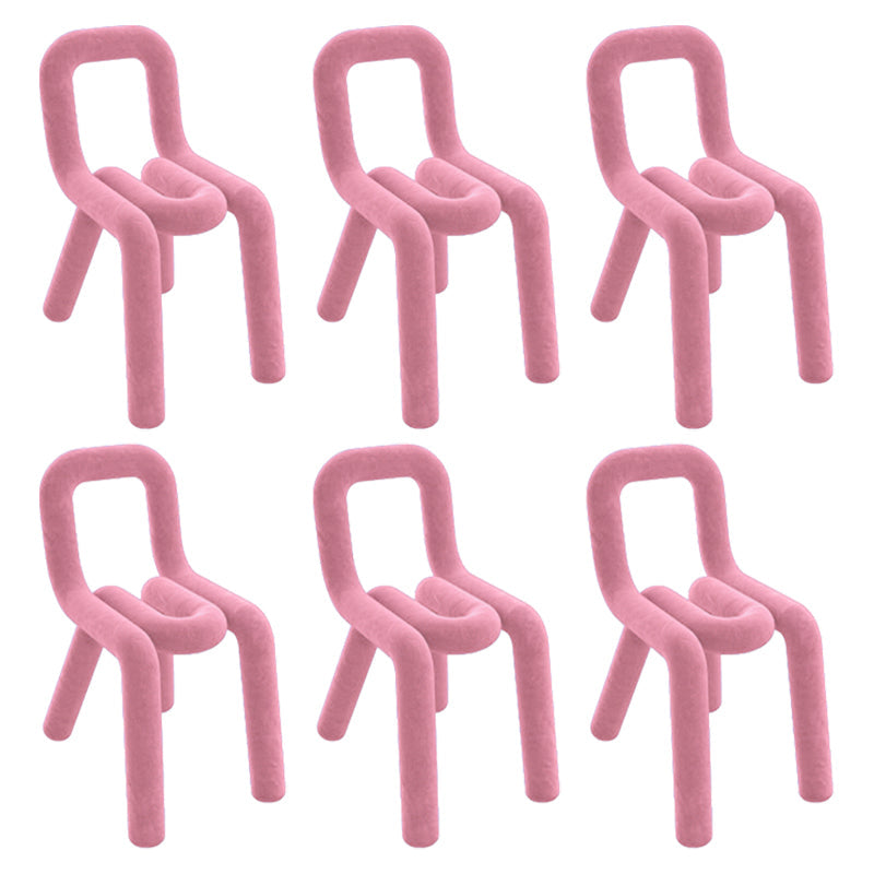 Modern Style Upholstered Dining Chair Open Back Dining Side Chair Pink 6 Piece Set Clearhalo 'Dining Chairs' 'Dining Tables & Seating' 'dining_chair' 'furn' 'furn_dining_chair' 'Furniture' 'Kitchen & Dining Furniture' 5923949
