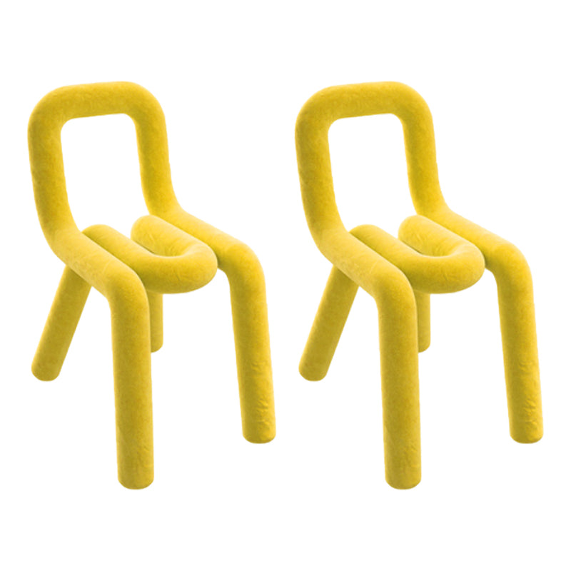 Modern Style Upholstered Dining Chair Open Back Dining Side Chair Yellow 2 Piece Set Clearhalo 'Dining Chairs' 'Dining Tables & Seating' 'dining_chair' 'furn' 'furn_dining_chair' 'Furniture' 'Kitchen & Dining Furniture' 5923952