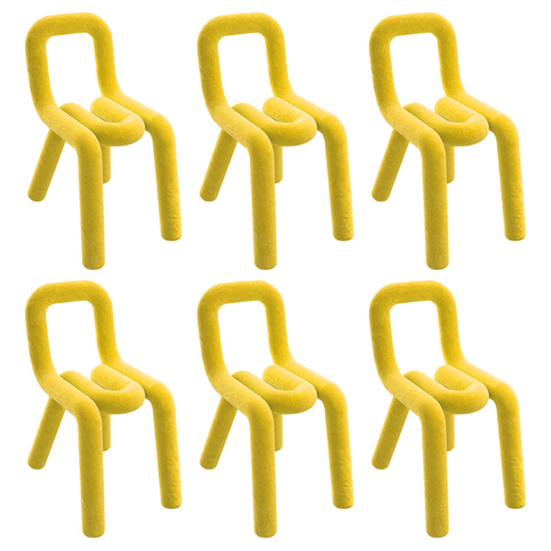 Modern Style Upholstered Dining Chair Open Back Dining Side Chair Yellow 6 Piece Set Clearhalo 'Dining Chairs' 'Dining Tables & Seating' 'dining_chair' 'furn' 'furn_dining_chair' 'Furniture' 'Kitchen & Dining Furniture' 5923954