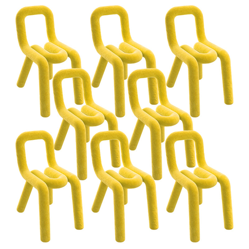 Modern Style Upholstered Dining Chair Open Back Dining Side Chair Yellow 8 Piece Set Clearhalo 'Dining Chairs' 'Dining Tables & Seating' 'dining_chair' 'furn' 'furn_dining_chair' 'Furniture' 'Kitchen & Dining Furniture' 5923955
