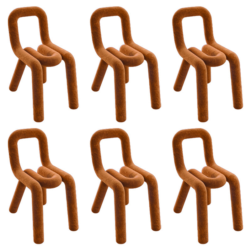 Modern Style Upholstered Dining Chair Open Back Dining Side Chair Brown 6 Piece Set Clearhalo 'Dining Chairs' 'Dining Tables & Seating' 'dining_chair' 'furn' 'furn_dining_chair' 'Furniture' 'Kitchen & Dining Furniture' 5923959