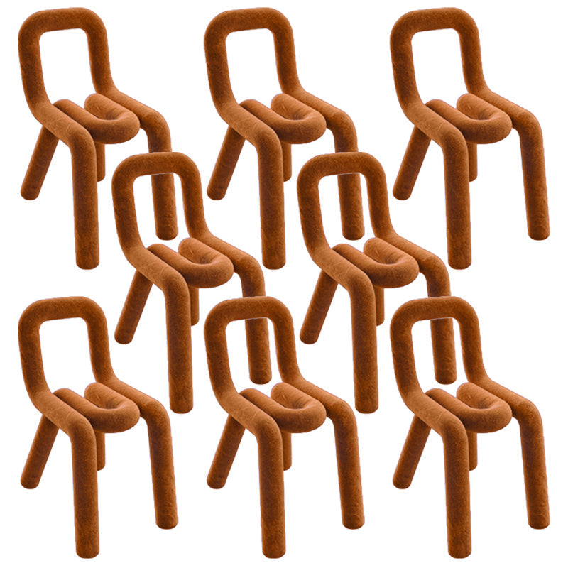 Modern Style Upholstered Dining Chair Open Back Dining Side Chair Brown 8 Piece Set Clearhalo 'Dining Chairs' 'Dining Tables & Seating' 'dining_chair' 'furn' 'furn_dining_chair' 'Furniture' 'Kitchen & Dining Furniture' 5923960