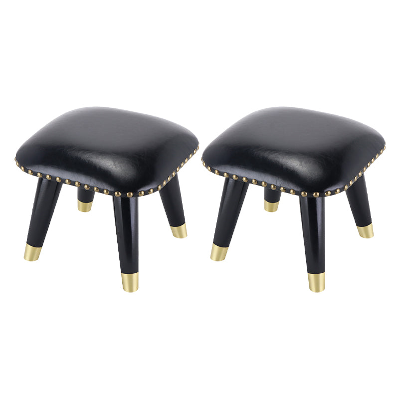 Potte-pied glamour Ottoman en cuir authentique rembourré garniture carrée ottoman