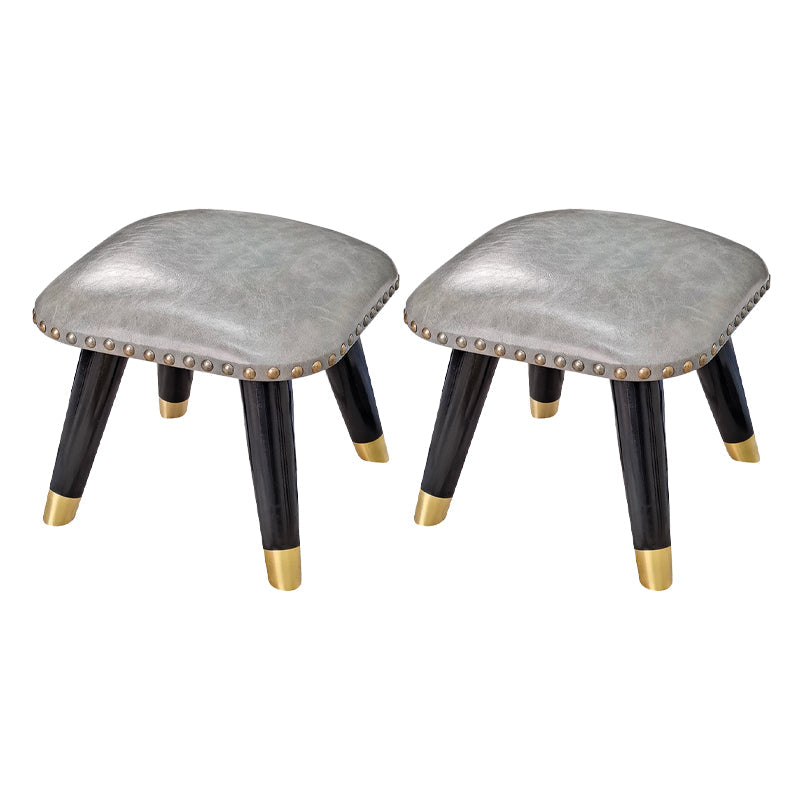 Potte-pied glamour Ottoman en cuir authentique rembourré garniture carrée ottoman