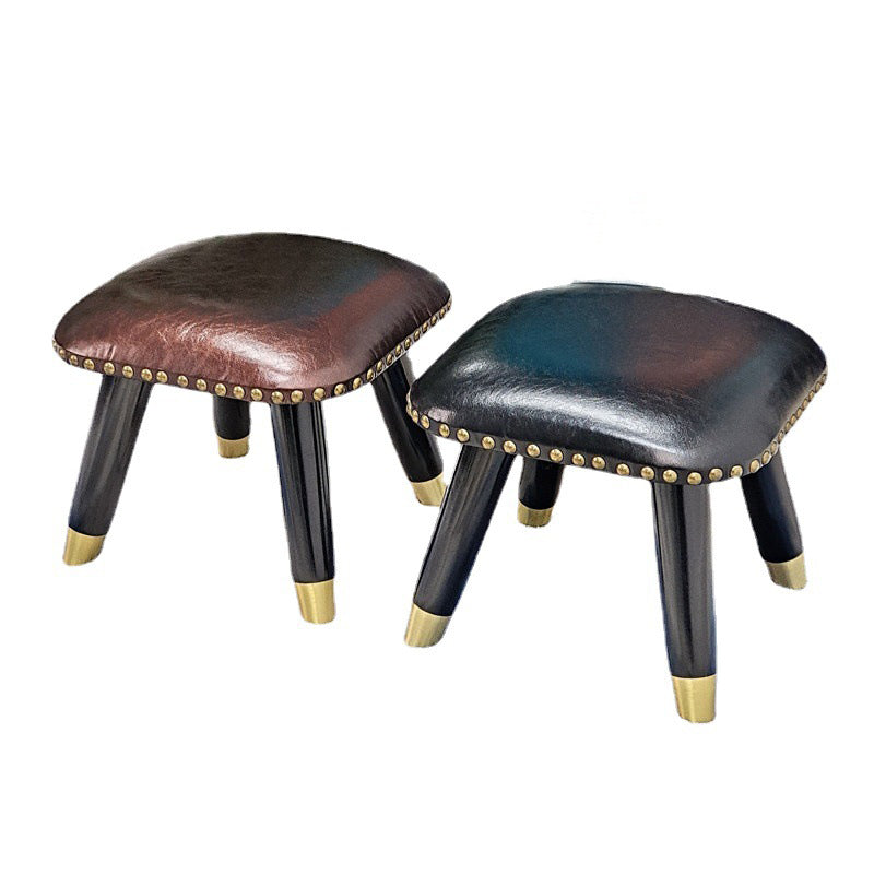 Potte-pied glamour Ottoman en cuir authentique rembourré garniture carrée ottoman