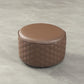 Modern Round Pouf Plain PU Leather Stain Resistant Boucle Ottoman