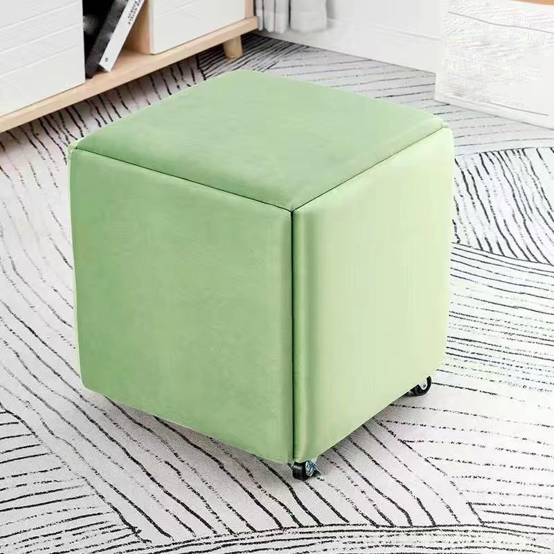 Modern Ottoman Velvet Upholstered Solid Color Square Ottoman with Bottom Rack Turquoise 1 Piece Clearhalo 'furn' 'furn_ottomans_poufs' 'Furniture' 'Living Room Furniture' 'Ottomans & Poufs' 'ottomans_poufs' 5924225