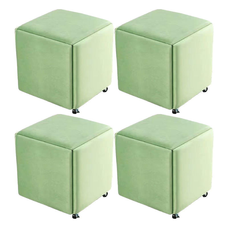 Modern Ottoman Velvet Upholstered Solid Color Square Ottoman with Bottom Rack Turquoise 4 Piece Set Clearhalo 'furn' 'furn_ottomans_poufs' 'Furniture' 'Living Room Furniture' 'Ottomans & Poufs' 'ottomans_poufs' 5924227