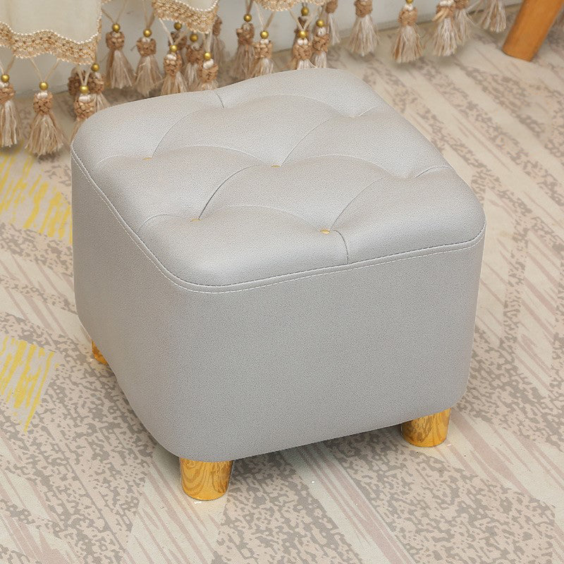 Minimalist Ottoman Solid Color Water Resistant Square Tufted Footstool Ottoman