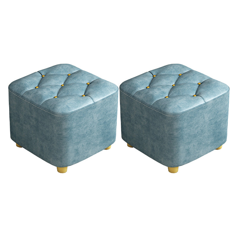 Contemporary Plain Pouf Ottoman Plain Tufted Square Water Resistant Pouf Chair 11"L x 11"W x 10"H Light Blue 2 Piece Set Clearhalo 'furn' 'furn_ottomans_poufs' 'Furniture' 'Living Room Furniture' 'Ottomans & Poufs' 'ottomans_poufs' 5924322