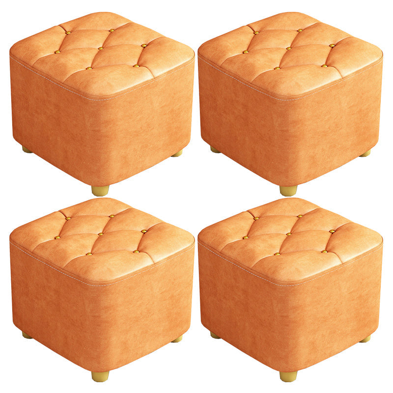 Contemporary Plain Pouf Ottoman Plain Tufted Square Water Resistant Pouf Chair 11"L x 11"W x 10"H Orange 4 Piece Set Clearhalo 'furn' 'furn_ottomans_poufs' 'Furniture' 'Living Room Furniture' 'Ottomans & Poufs' 'ottomans_poufs' 5924329
