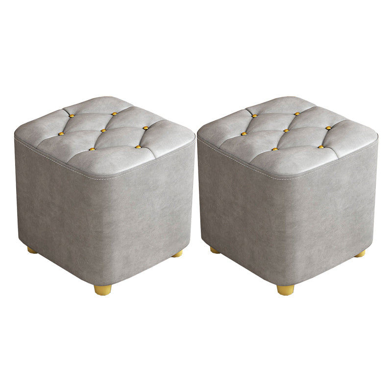 Contemporary Plain Pouf Ottoman Plain Tufted Square Water Resistant Pouf Chair 11"L x 11"W x 12"H Dark Gray 2 Piece Set Clearhalo 'furn' 'furn_ottomans_poufs' 'Furniture' 'Living Room Furniture' 'Ottomans & Poufs' 'ottomans_poufs' 5924331