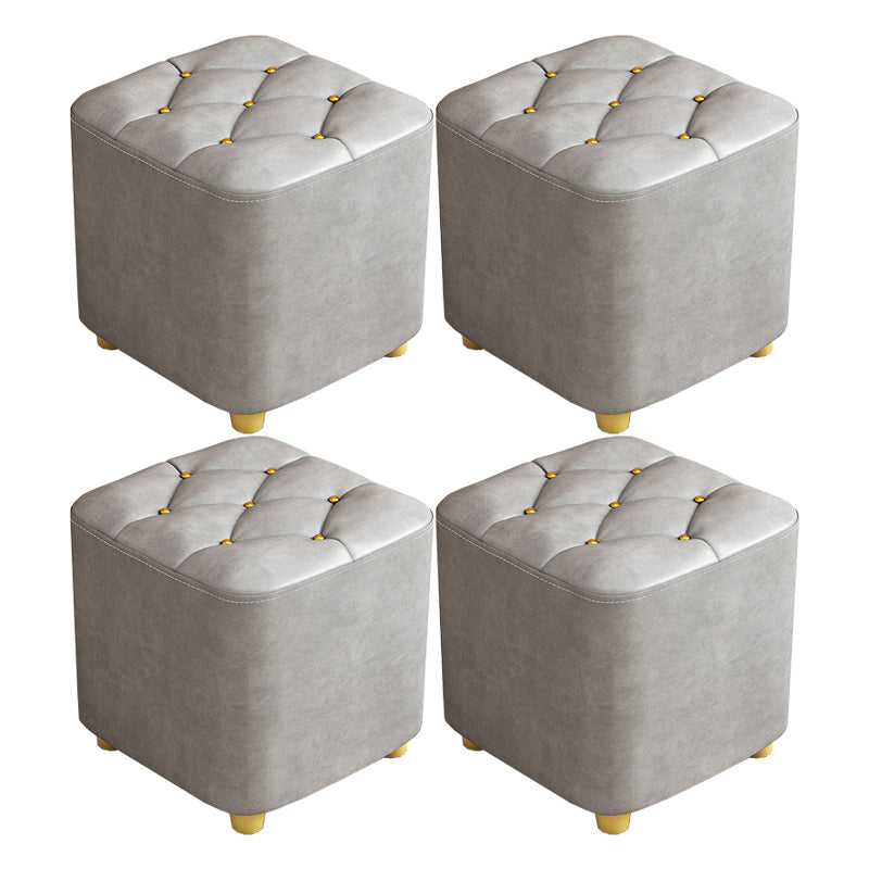 Contemporary Plain Pouf Ottoman Plain Tufted Square Water Resistant Pouf Chair 11"L x 11"W x 12"H Dark Gray 4 Piece Set Clearhalo 'furn' 'furn_ottomans_poufs' 'Furniture' 'Living Room Furniture' 'Ottomans & Poufs' 'ottomans_poufs' 5924332