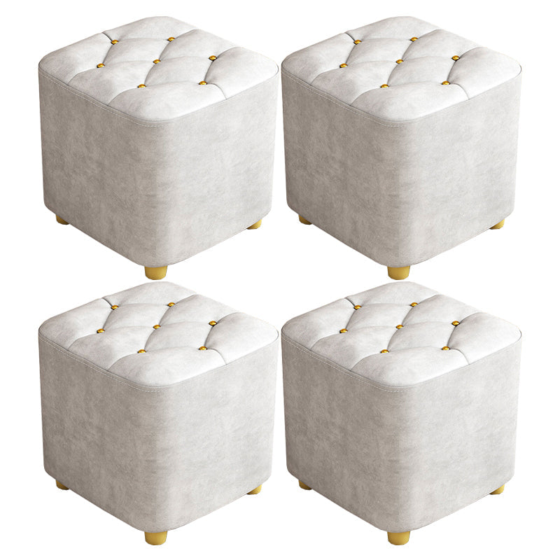 Contemporary Plain Pouf Ottoman Plain Tufted Square Water Resistant Pouf Chair 11"L x 11"W x 12"H Light Gray 4 Piece Set Clearhalo 'furn' 'furn_ottomans_poufs' 'Furniture' 'Living Room Furniture' 'Ottomans & Poufs' 'ottomans_poufs' 5924335