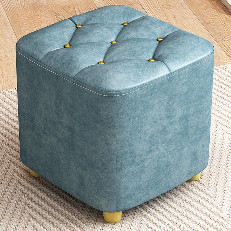 Contemporary Plain Pouf Ottoman Plain Tufted Square Water Resistant Pouf Chair 11"L x 11"W x 12"H Light Blue 1 Piece Clearhalo 'furn' 'furn_ottomans_poufs' 'Furniture' 'Living Room Furniture' 'Ottomans & Poufs' 'ottomans_poufs' 5924336