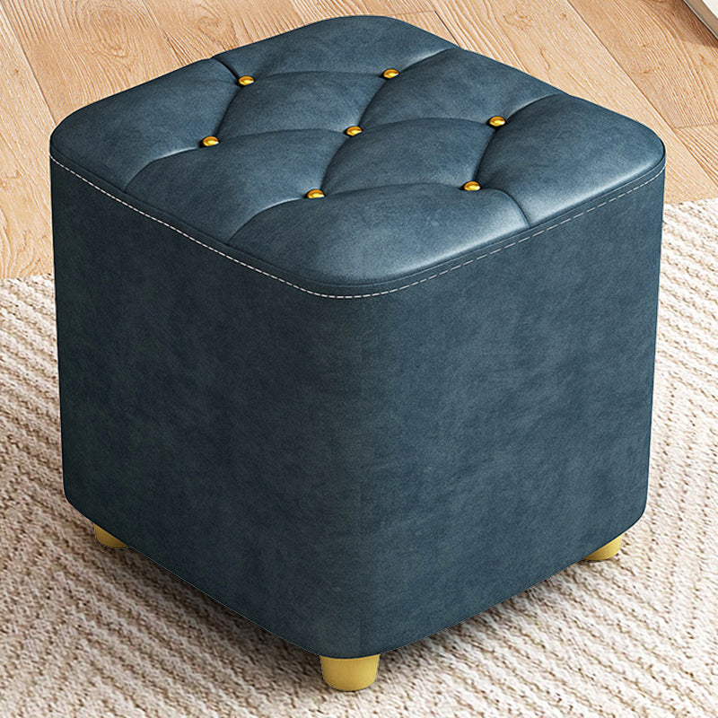 Contemporary Plain Pouf Ottoman Plain Tufted Square Water Resistant Pouf Chair 11"L x 11"W x 12"H Dark Blue 1 Piece Clearhalo 'furn' 'furn_ottomans_poufs' 'Furniture' 'Living Room Furniture' 'Ottomans & Poufs' 'ottomans_poufs' 5924339