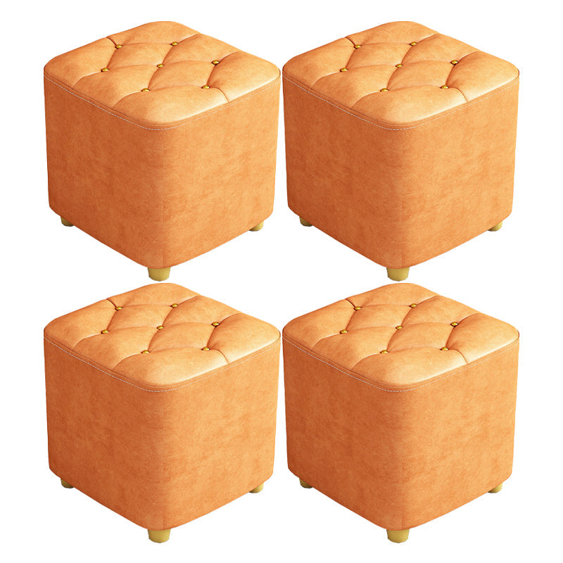 Contemporary Plain Pouf Ottoman Plain Tufted Square Water Resistant Pouf Chair 11"L x 11"W x 12"H Orange 4 Piece Set Clearhalo 'furn' 'furn_ottomans_poufs' 'Furniture' 'Living Room Furniture' 'Ottomans & Poufs' 'ottomans_poufs' 5924344