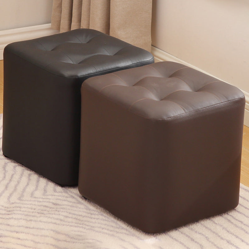 Mid-Century Modern Pouf Ottoman PU Leather Upholstered Tufted Solid Color Square Ottoman Clearhalo 'furn' 'furn_ottomans_poufs' 'Furniture' 'Living Room Furniture' 'Ottomans & Poufs' 'ottomans_poufs' 5924379