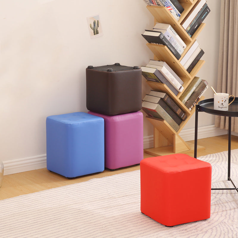 Mid-Century Modern Pouf Ottoman PU Leather Upholstered Tufted Solid Color Square Ottoman Clearhalo 'furn' 'furn_ottomans_poufs' 'Furniture' 'Living Room Furniture' 'Ottomans & Poufs' 'ottomans_poufs' 5924383