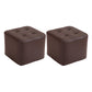 Mid-Century Modern Pouf Ottoman PU Leather Upholstered Tufted Solid Color Square Ottoman 11"L x 11"W x 7"H Brown 2 Piece Set Clearhalo 'furn' 'furn_ottomans_poufs' 'Furniture' 'Living Room Furniture' 'Ottomans & Poufs' 'ottomans_poufs' 5924406