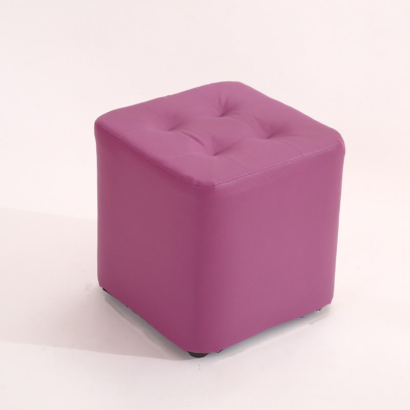 Mid-Century Modern Pouf Ottoman PU Leather Upholstered Tufted Solid Color Square Ottoman 11"L x 11"W x 11"H Purple 1 Piece Clearhalo 'furn' 'furn_ottomans_poufs' 'Furniture' 'Living Room Furniture' 'Ottomans & Poufs' 'ottomans_poufs' 5924426