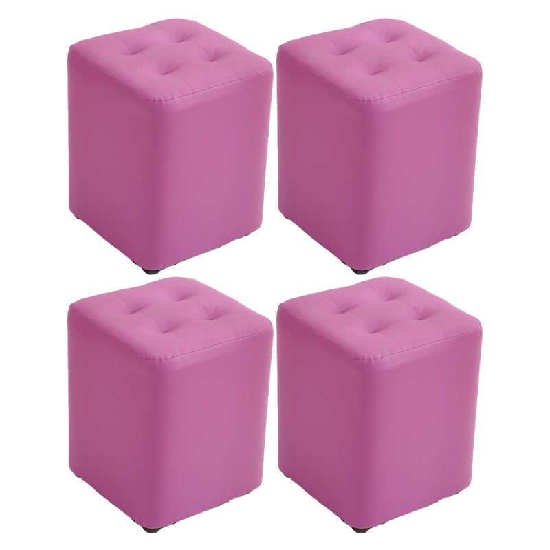 Mid-Century Modern Pouf Ottoman PU Leather Upholstered Tufted Solid Color Square Ottoman 11"L x 11"W x 14"H Purple 4 Piece Set Clearhalo 'furn' 'furn_ottomans_poufs' 'Furniture' 'Living Room Furniture' 'Ottomans & Poufs' 'ottomans_poufs' 5924431