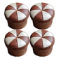 Mid-Century Modern Pouf Ottoman PU Leather Upholstered Tufted Patchwork Round Ottoman 14"L x 14"W x 12"H Coffee 4 Piece Set Clearhalo 'furn' 'furn_ottomans_poufs' 'Furniture' 'Living Room Furniture' 'Ottomans & Poufs' 'ottomans_poufs' 5924518
