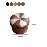 Mid-Century Modern Pouf Ottoman PU Leather Upholstered Tufted Patchwork Round Ottoman Clearhalo 'furn' 'furn_ottomans_poufs' 'Furniture' 'Living Room Furniture' 'Ottomans & Poufs' 'ottomans_poufs' 5924521