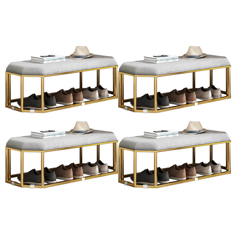 Glam Plain Storage Ottoman Velvet Rectangle Shelved Ottoman Pouf