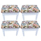 Linen French Country Ottoman Footstools Floral Printed Tear Resistant Rectangle Ottoman