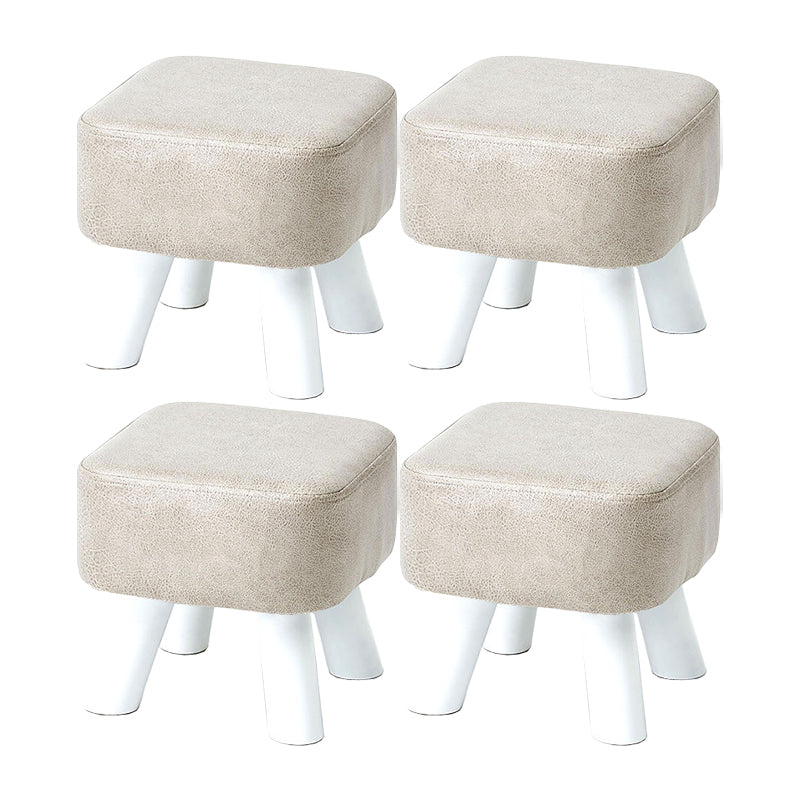 Mid-Century Modern Pouf Ottoman PU Leather Upholstered Solid Color Square Ottoman 11"L x 11"W x 10.5"H Gray 4 Piece Set Clearhalo 'furn' 'furn_ottomans_poufs' 'Furniture' 'Living Room Furniture' 'Ottomans & Poufs' 'ottomans_poufs' 5924640