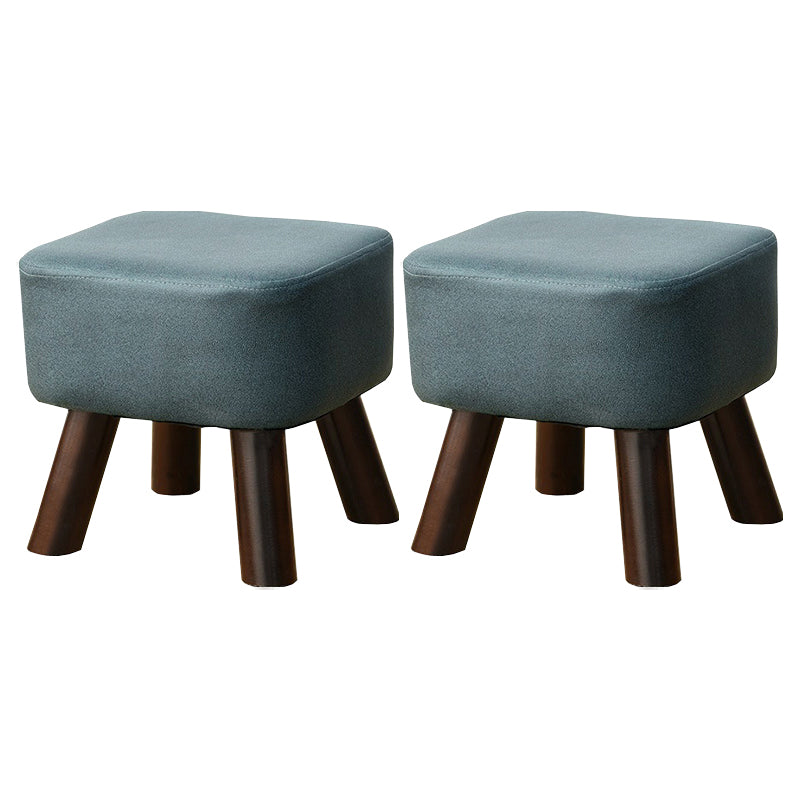 Mid-Century Modern Pouf Ottoman PU Leather Upholstered Solid Color Square Ottoman 11"L x 11"W x 10.5"H Green 2 Piece Set Clearhalo 'furn' 'furn_ottomans_poufs' 'Furniture' 'Living Room Furniture' 'Ottomans & Poufs' 'ottomans_poufs' 5924642
