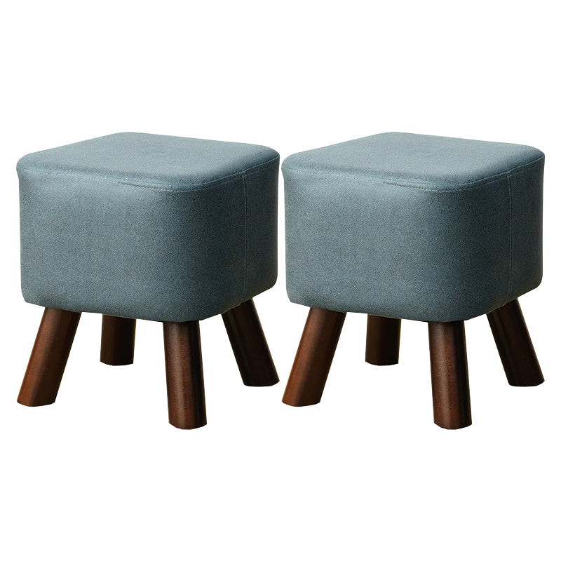 Mid-Century Modern Pouf Ottoman PU Leather Upholstered Solid Color Square Ottoman 11"L x 11"W x 12"H Green 2 Piece Set Clearhalo 'furn' 'furn_ottomans_poufs' 'Furniture' 'Living Room Furniture' 'Ottomans & Poufs' 'ottomans_poufs' 5924651