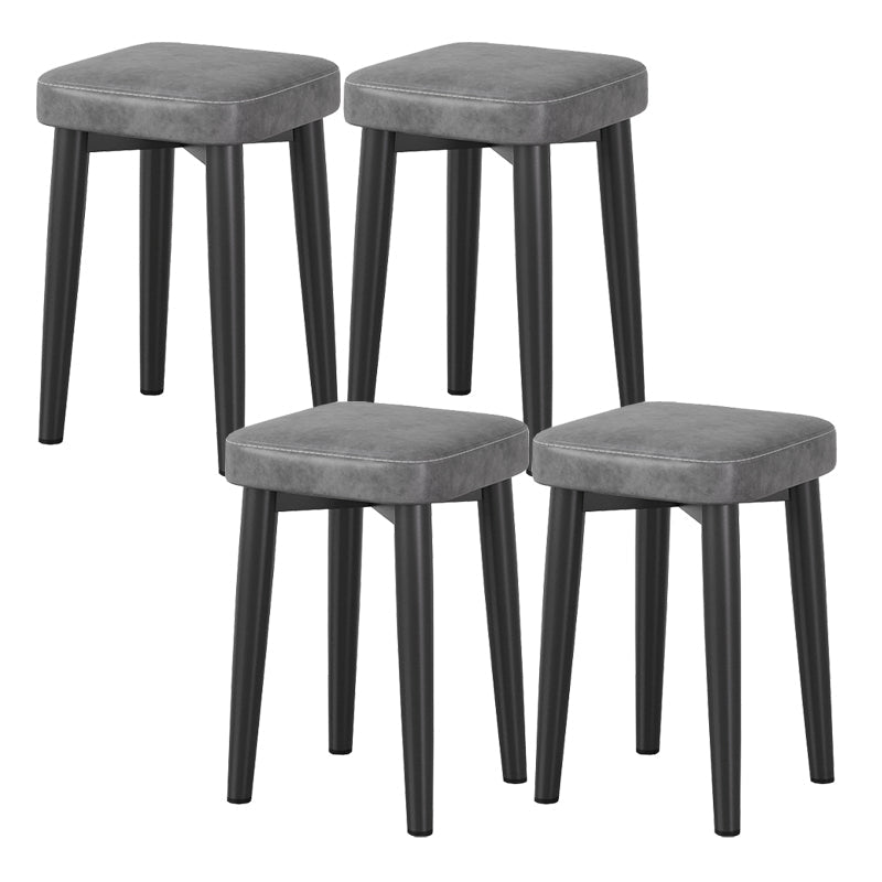 Glam Square Indoor Ottoman Faux Leather Whole Colored Cube Water Resistant Ottoman Grey 4 Piece Set Black Clearhalo 'furn' 'furn_ottomans_poufs' 'Furniture' 'Living Room Furniture' 'Ottomans & Poufs' 'ottomans_poufs' 5924677