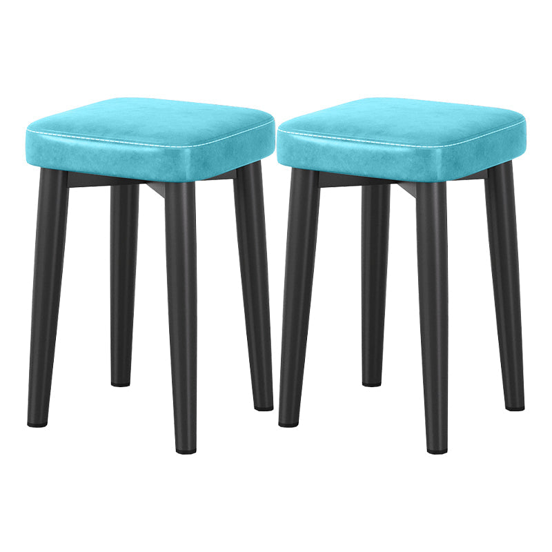 Glam Square Indoor Ottoman Faux Leather Whole Colored Cube Water Resistant Ottoman Blue 2 Piece Set Black Clearhalo 'furn' 'furn_ottomans_poufs' 'Furniture' 'Living Room Furniture' 'Ottomans & Poufs' 'ottomans_poufs' 5924680