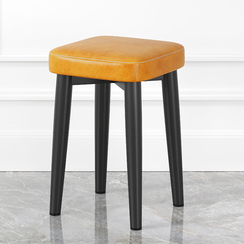 Glam Square Indoor Ottoman Faux Leather Whole Colored Cube Water Resistant Ottoman Orange 1 Piece Black Clearhalo 'furn' 'furn_ottomans_poufs' 'Furniture' 'Living Room Furniture' 'Ottomans & Poufs' 'ottomans_poufs' 5924684