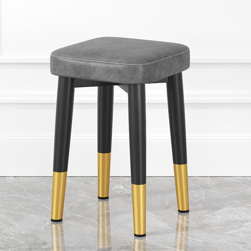 Glam Square Indoor Ottoman Faux Leather Whole Colored Cube Water Resistant Ottoman Grey 1 Piece Black Gold Clearhalo 'furn' 'furn_ottomans_poufs' 'Furniture' 'Living Room Furniture' 'Ottomans & Poufs' 'ottomans_poufs' 5924690