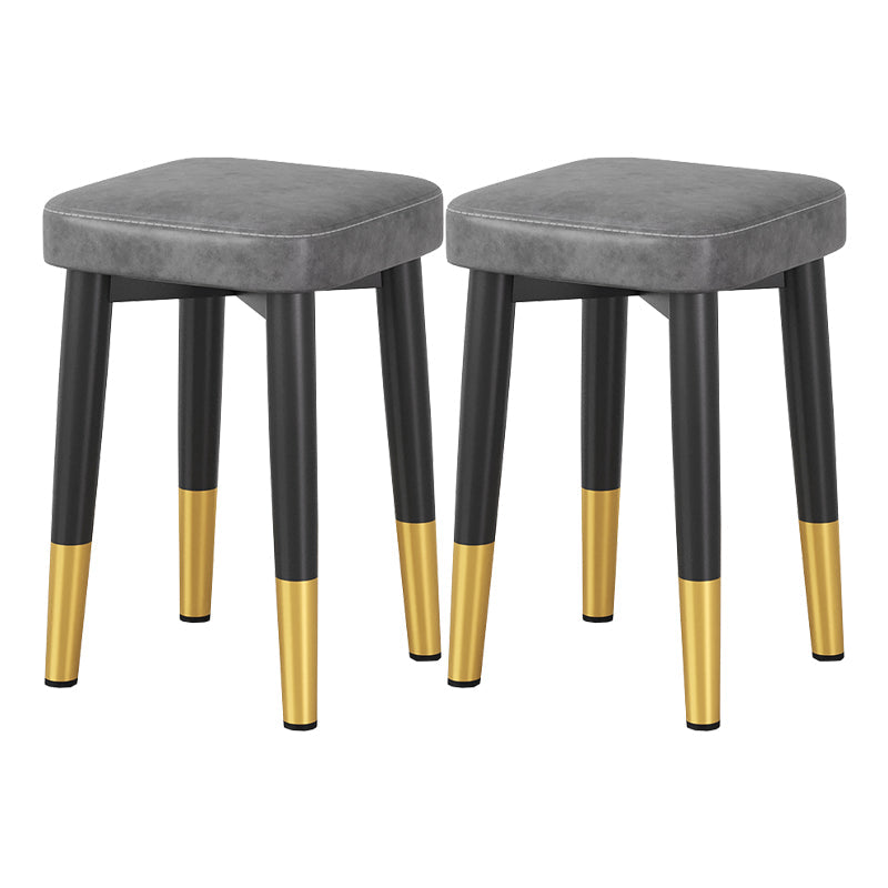 Glam Square Indoor Ottoman Faux Leather Whole Colored Cube Water Resistant Ottoman Grey 2 Piece Set Black Gold Clearhalo 'furn' 'furn_ottomans_poufs' 'Furniture' 'Living Room Furniture' 'Ottomans & Poufs' 'ottomans_poufs' 5924692