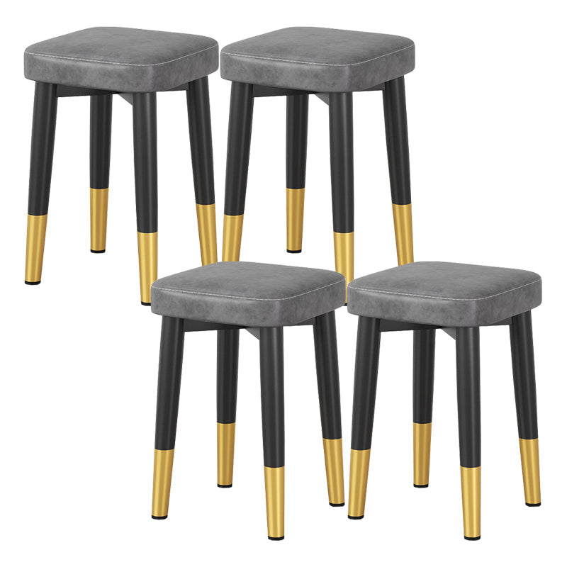 Glam Square Indoor Ottoman Faux Leather Whole Colored Cube Water Resistant Ottoman Grey 4 Piece Set Black Gold Clearhalo 'furn' 'furn_ottomans_poufs' 'Furniture' 'Living Room Furniture' 'Ottomans & Poufs' 'ottomans_poufs' 5924694