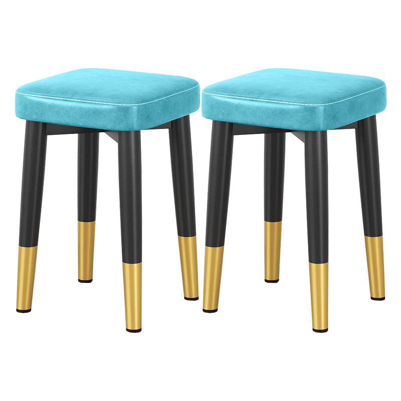 Glam Square Indoor Ottoman Faux Leather Whole Colored Cube Water Resistant Ottoman Blue 2 Piece Set Black Gold Clearhalo 'furn' 'furn_ottomans_poufs' 'Furniture' 'Living Room Furniture' 'Ottomans & Poufs' 'ottomans_poufs' 5924697