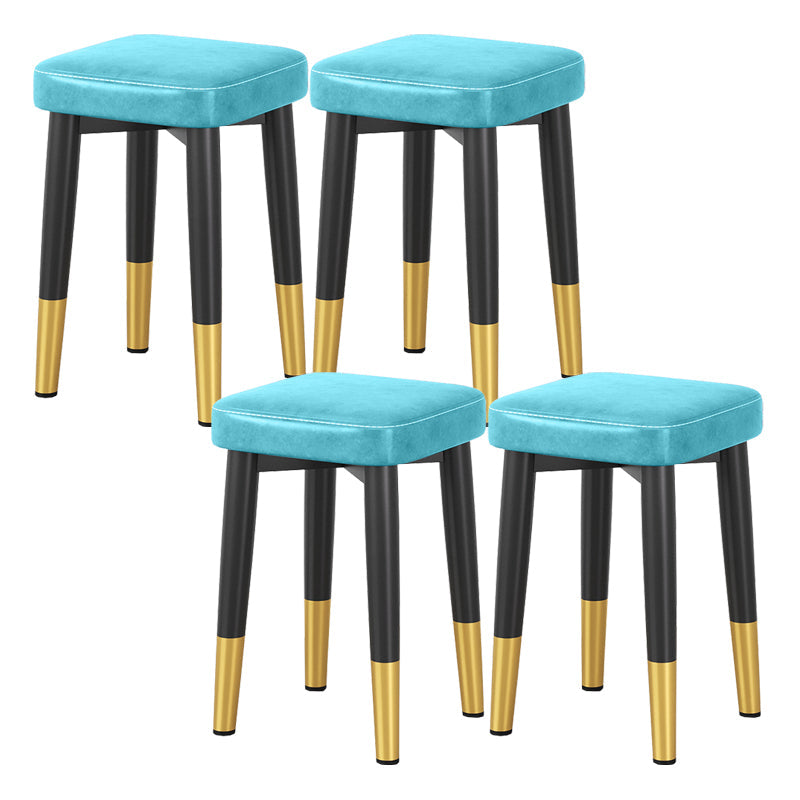 Glam Square Indoor Ottoman Faux Leather Whole Colored Cube Water Resistant Ottoman Blue 4 Piece Set Black Gold Clearhalo 'furn' 'furn_ottomans_poufs' 'Furniture' 'Living Room Furniture' 'Ottomans & Poufs' 'ottomans_poufs' 5924698