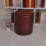 Mid-Century Modern Pouf Ottoman PU Leather Upholstered Tufted Solid Color Round Ottoman