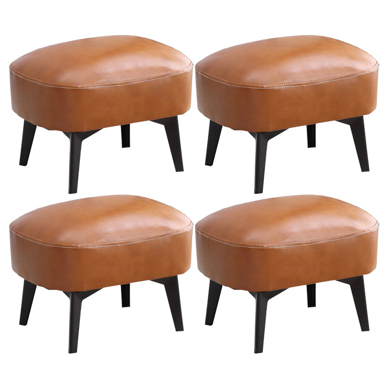 Modern Plain Chair Ottoman PU Leather Rectangle Stain Resistant Footstool Ottoman