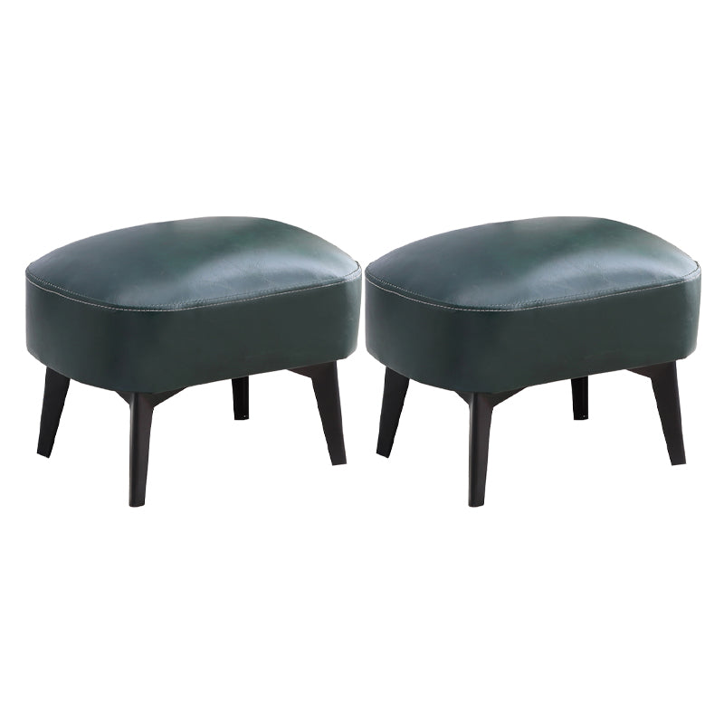 Modern Plain Chair Ottoman PU Leather Rectangle Stain Resistant Footstool Ottoman