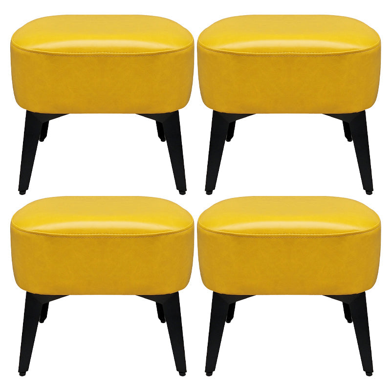 Modern Plain Chair Ottoman PU Leather Rectangle Stain Resistant Footstool Ottoman