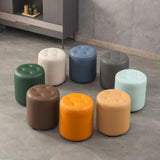 Modern Round Ottoman Solid Color Genuine Leather Tufted Pouf Ottoman Clearhalo 'furn' 'furn_ottomans_poufs' 'Furniture' 'Living Room Furniture' 'Ottomans & Poufs' 'ottomans_poufs' 5924922