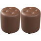 Modern Round Ottoman Solid Color Genuine Leather Tufted Pouf Ottoman Coffee 2 Piece Set Clearhalo 'furn' 'furn_ottomans_poufs' 'Furniture' 'Living Room Furniture' 'Ottomans & Poufs' 'ottomans_poufs' 5924954
