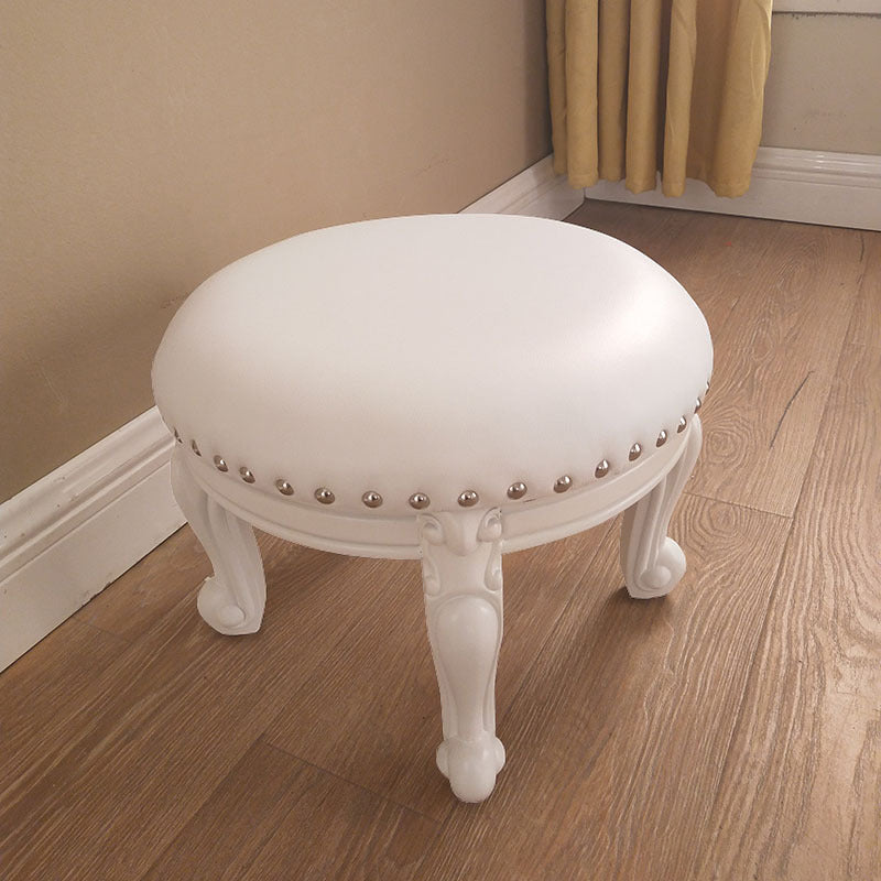 Mid-Century Modern Plain Pouf PU Leather Round Water Resistant Chair Ottoman White 1 Piece Clearhalo 'furn' 'furn_ottomans_poufs' 'Furniture' 'Living Room Furniture' 'Ottomans & Poufs' 'ottomans_poufs' 5924962